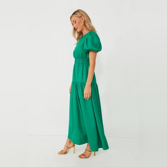 NWT Green Puff Sleeve Ginny Maxi Dress Size Medium in Green by Hyacinth House - Picture 10 of 13